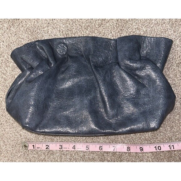 Anthropologie Blue Vegan Faux Ruffle Clutch Going Out Party - Picture 5 of 6